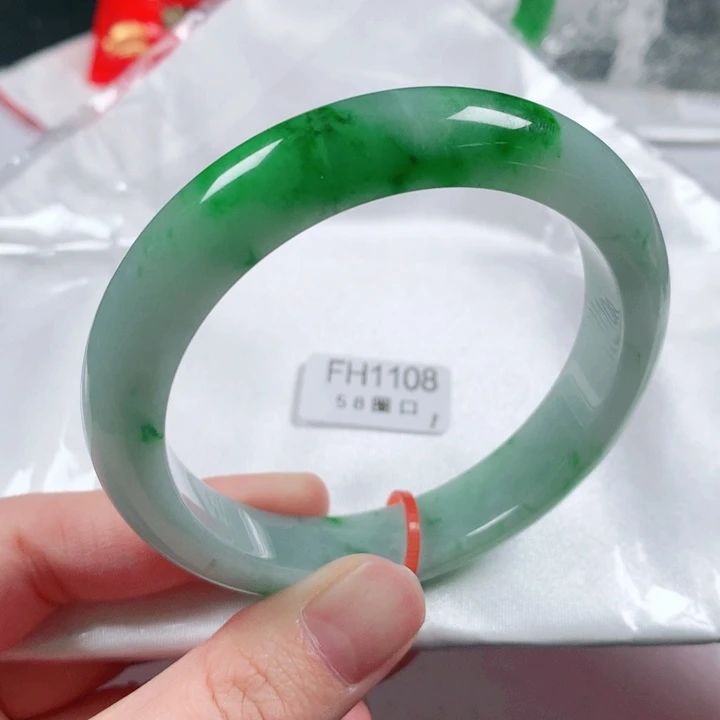 未镶嵌手镯翡翠缅甸天然A货翡翠手镯FH1108圈口58