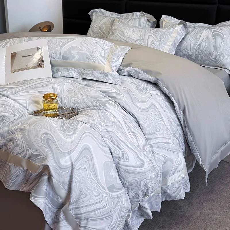 轻奢高级新款全棉四件套纯棉欧式印花被套亲肤超柔床上用品丝滑