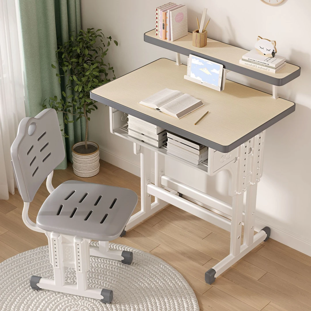 书架儿童学习桌椅2025新款中小学生写字书桌椅男女小孩作业课桌椅