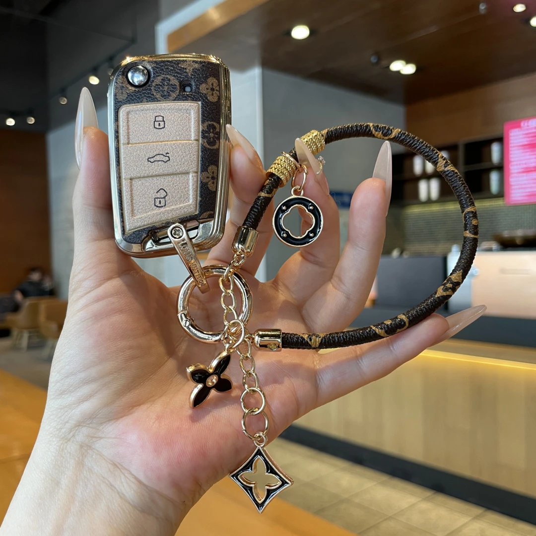 用于宝马钥匙奥迪奔驰大众钥匙扣挂绳复古老花款包包挂件装饰品