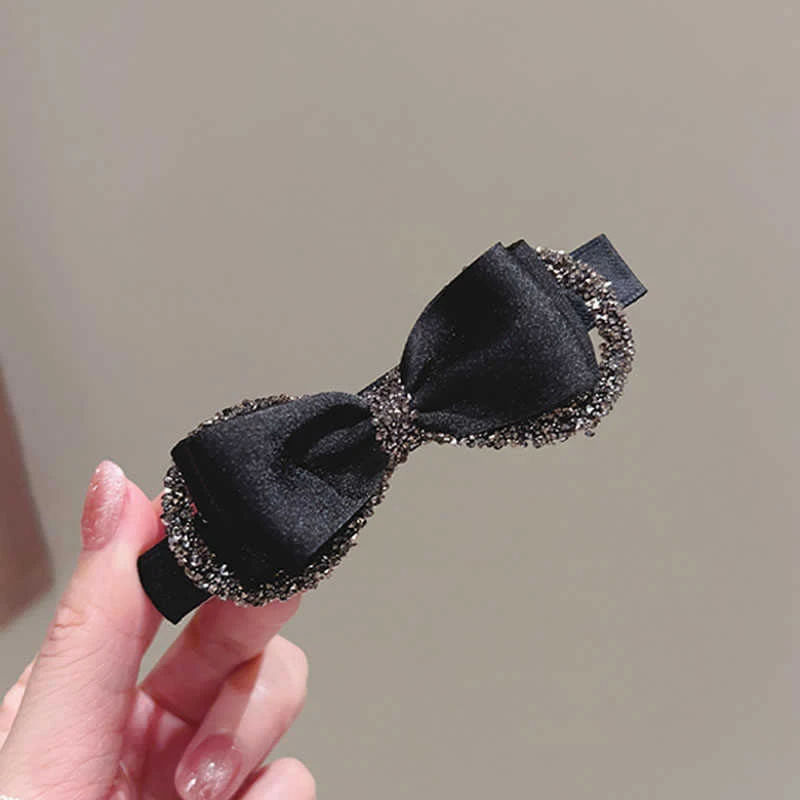 轻奢质感结发夹小香风黑色一字夹后脑勺盘发半扎发夹子弹簧钢夹女