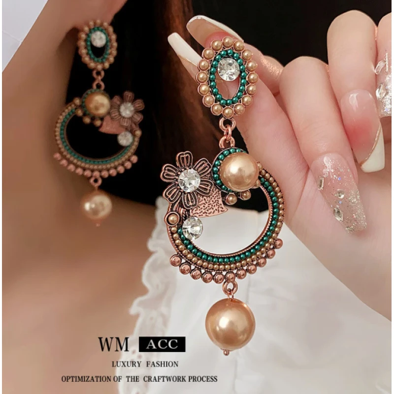 镀18K真金 Vintage 【花好月圆】 铜 女士耳环 ZG0299