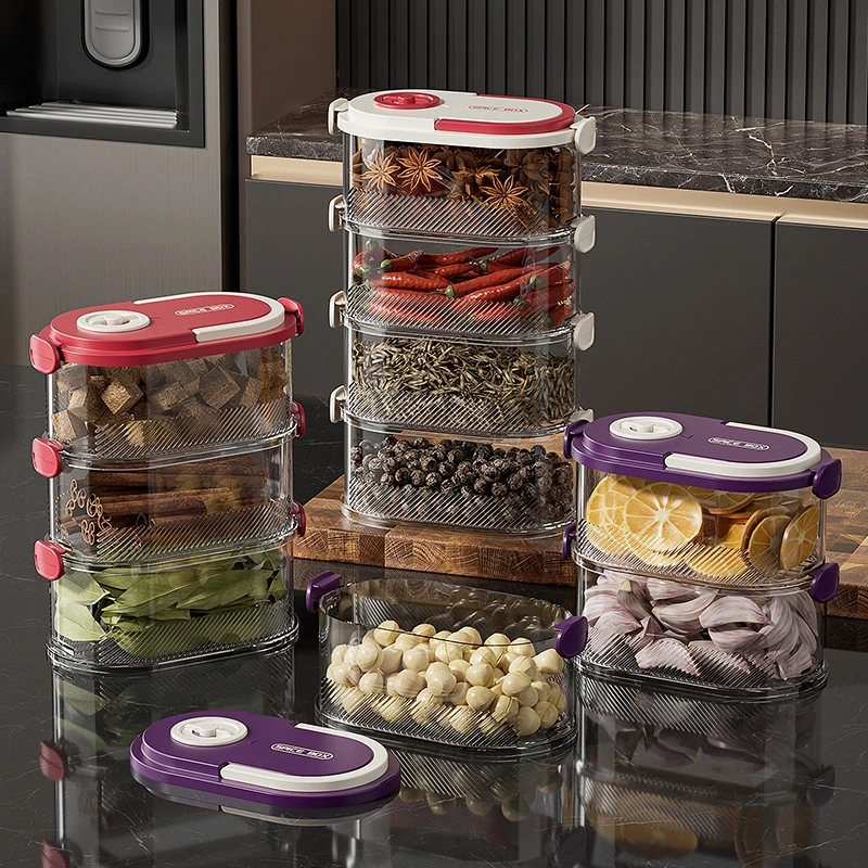 升级版带计时器加大加厚香料收纳盒家用保鲜佐料调料盒防潮密封罐