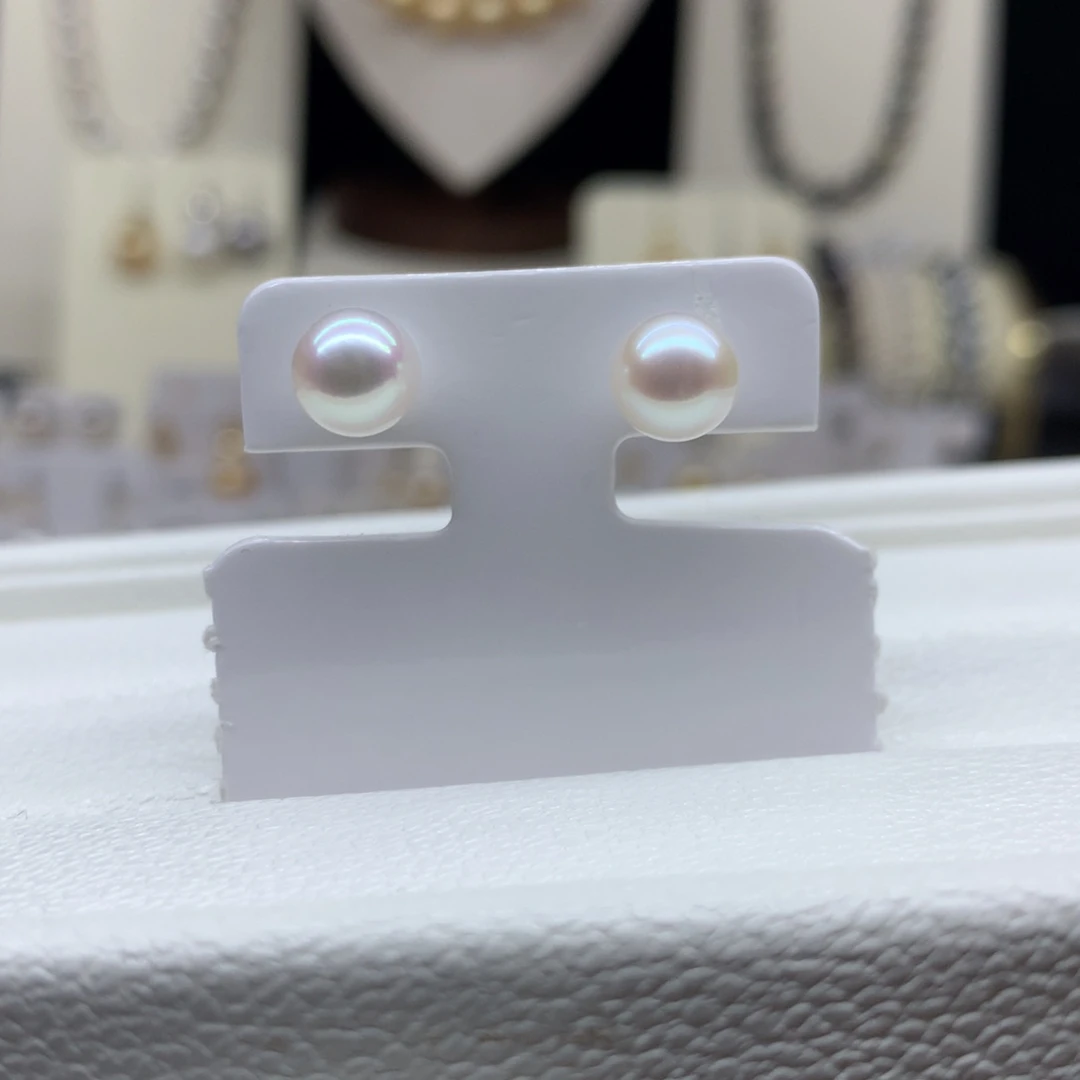 耳饰18K金镶嵌海水珍珠7-8mm海水珍珠耳钉