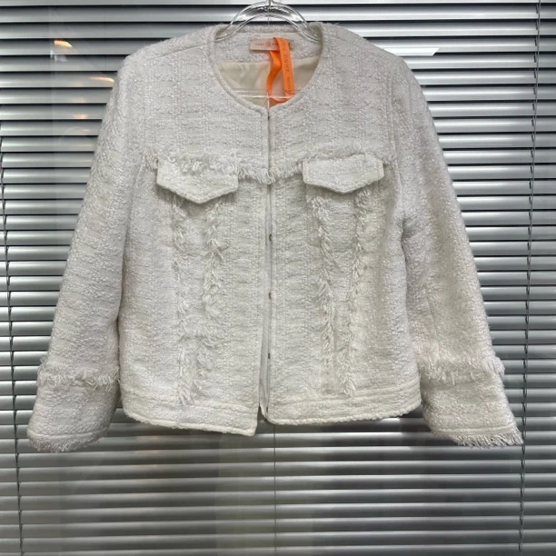 99新 TORY BURCH/汤丽柏琦 白色小香风外套/8码/D02199