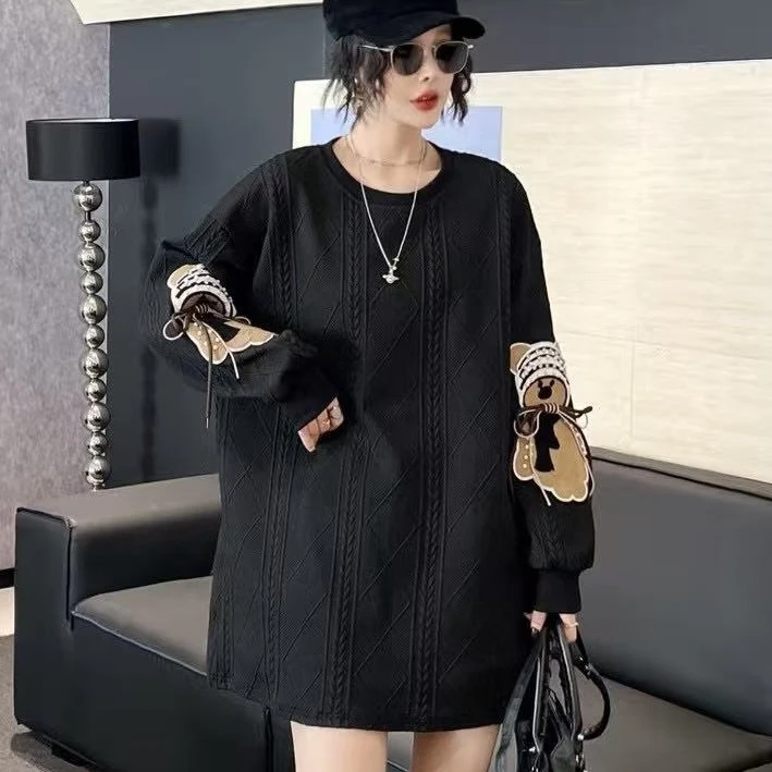 秋季中长款韩版卡通动漫圆领长袖卫衣气质休闲遮肉显瘦秋冬上衣女