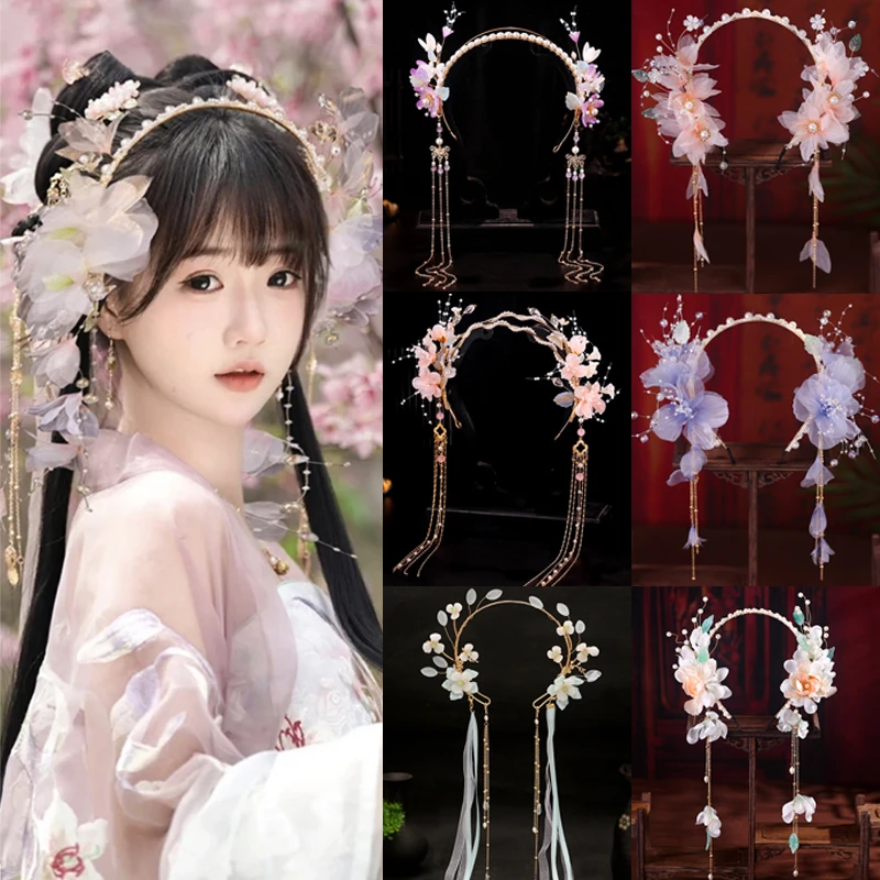 古风汉服流苏发箍发饰新款女童头饰古装头箍发夹头花发饰复古设计