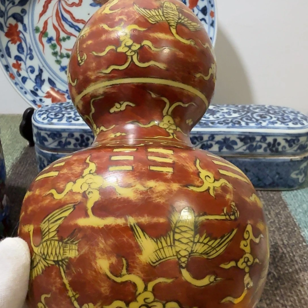 雨***雪陶葫芦瓶一件完整完整