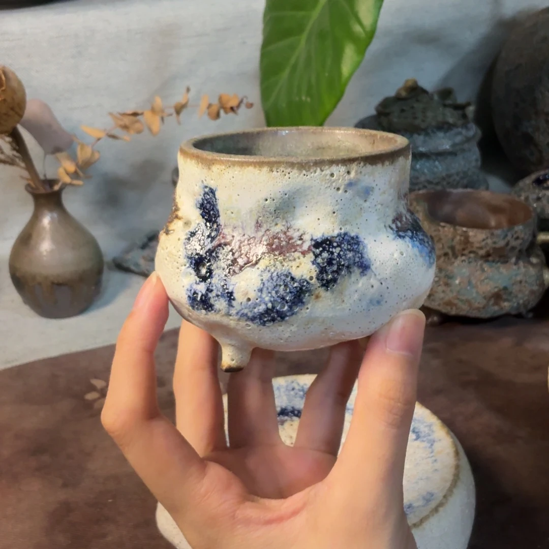 粉引手工雕龙主人杯