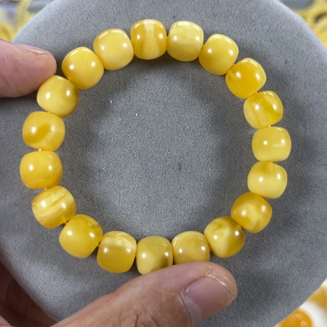 蜜蜡手串未镶嵌纯天然俄料金白