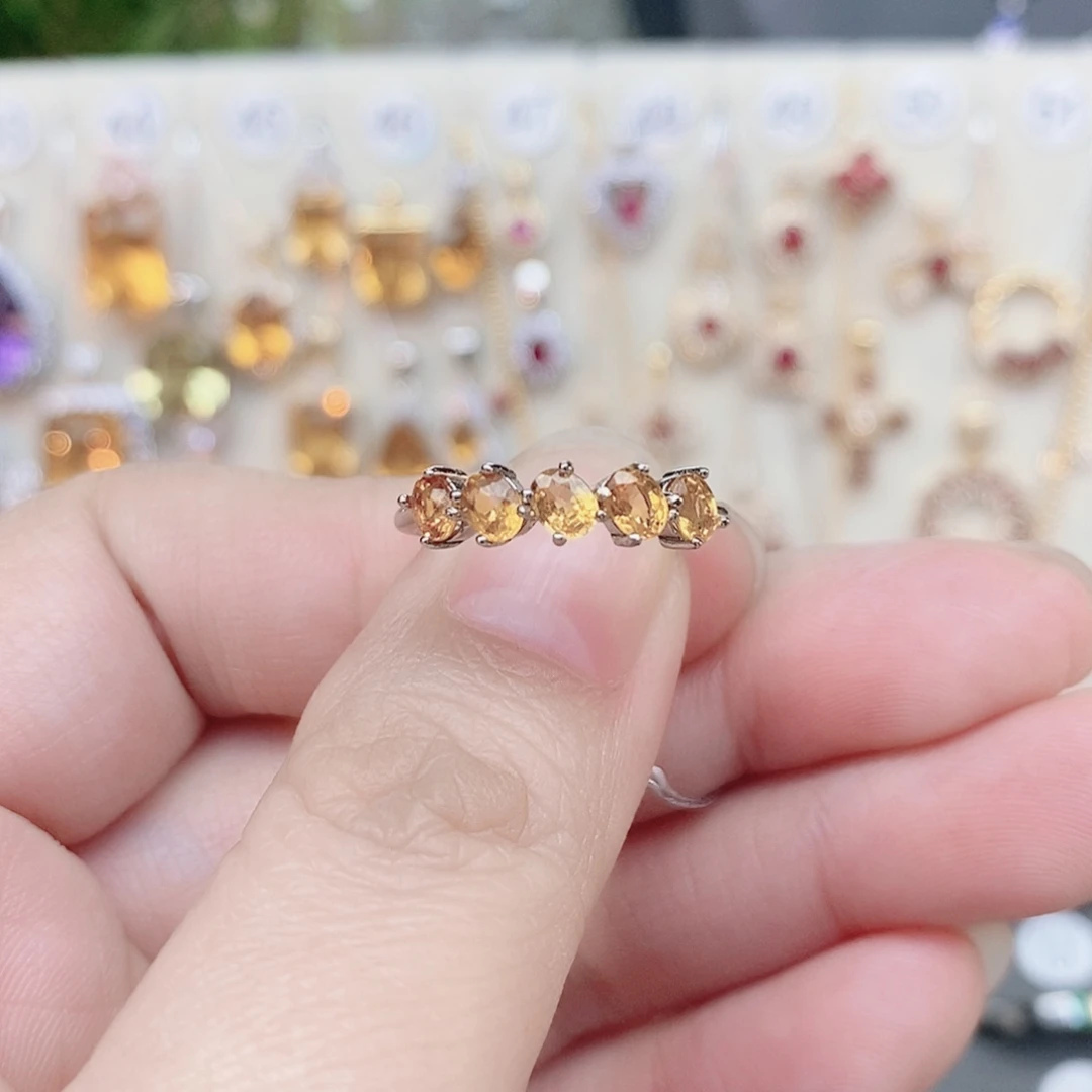 彩色蓝宝石银S925镶嵌戒指