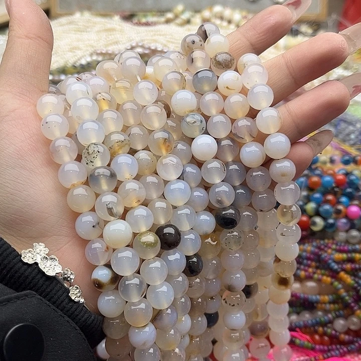 玛瑙/玉髓珠宝半成品未镶嵌一条10mm左右海洋玉玛瑙