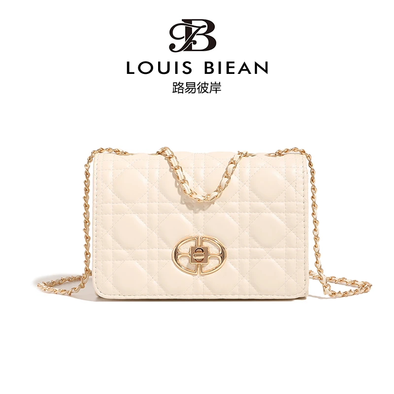 Louis biean路易彼岸新款秋冬百搭通勤斜挎包质感单肩包9073白色