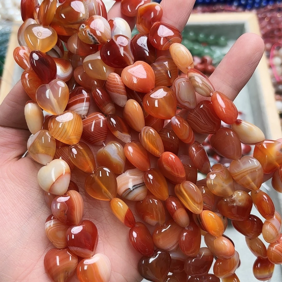 玛瑙/玉髓未镶嵌珠宝半成品卡16红码爱心短条