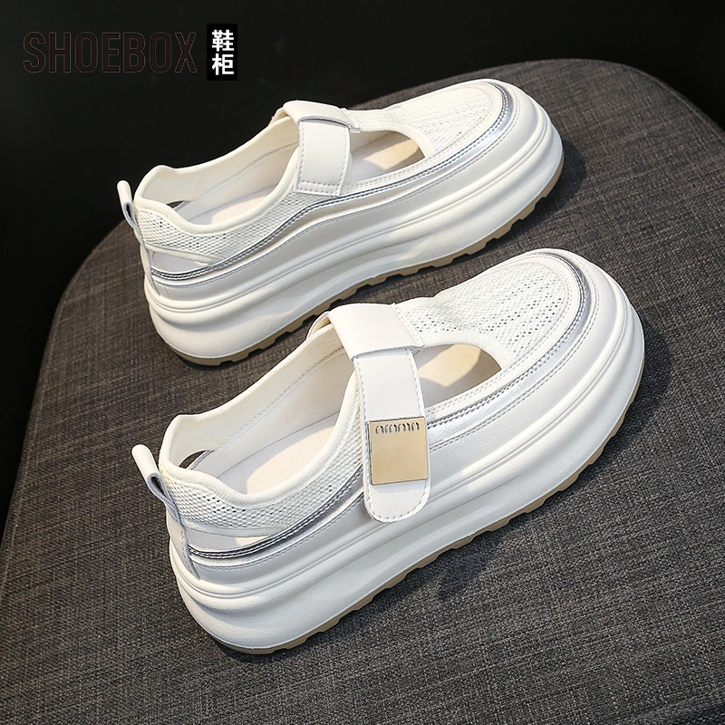 SHOEBOX鞋柜包头凉鞋女2025夏季新款外穿厚底运动松糕罗马凉鞋