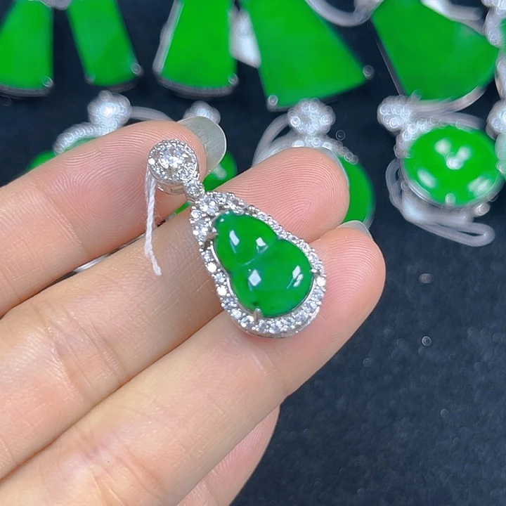 翡翠银S925镶嵌吊坠(不含链)