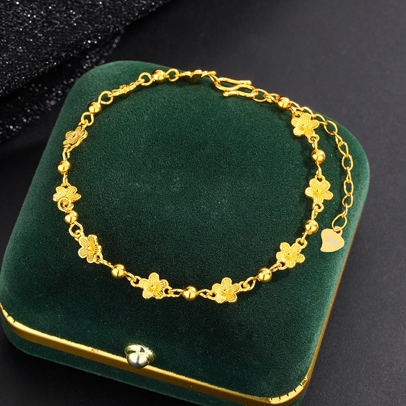 足银手链 S999星辰花海手链女款气质轻奢时尚百搭女士不掉色金色