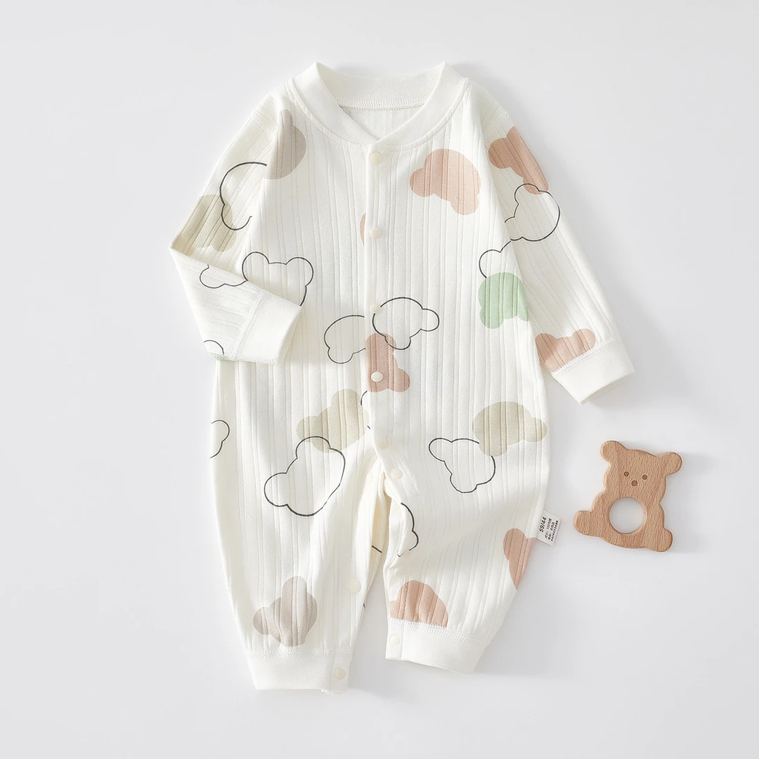 新生婴儿连体衣纯棉打底长袖睡衣春秋款初生宝宝衣服秋季哈衣爬服