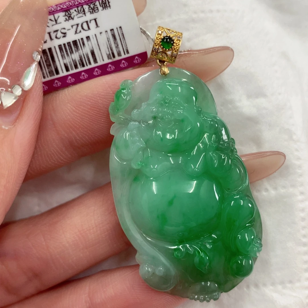 翡翠18K金镶嵌吊坠(不含链)