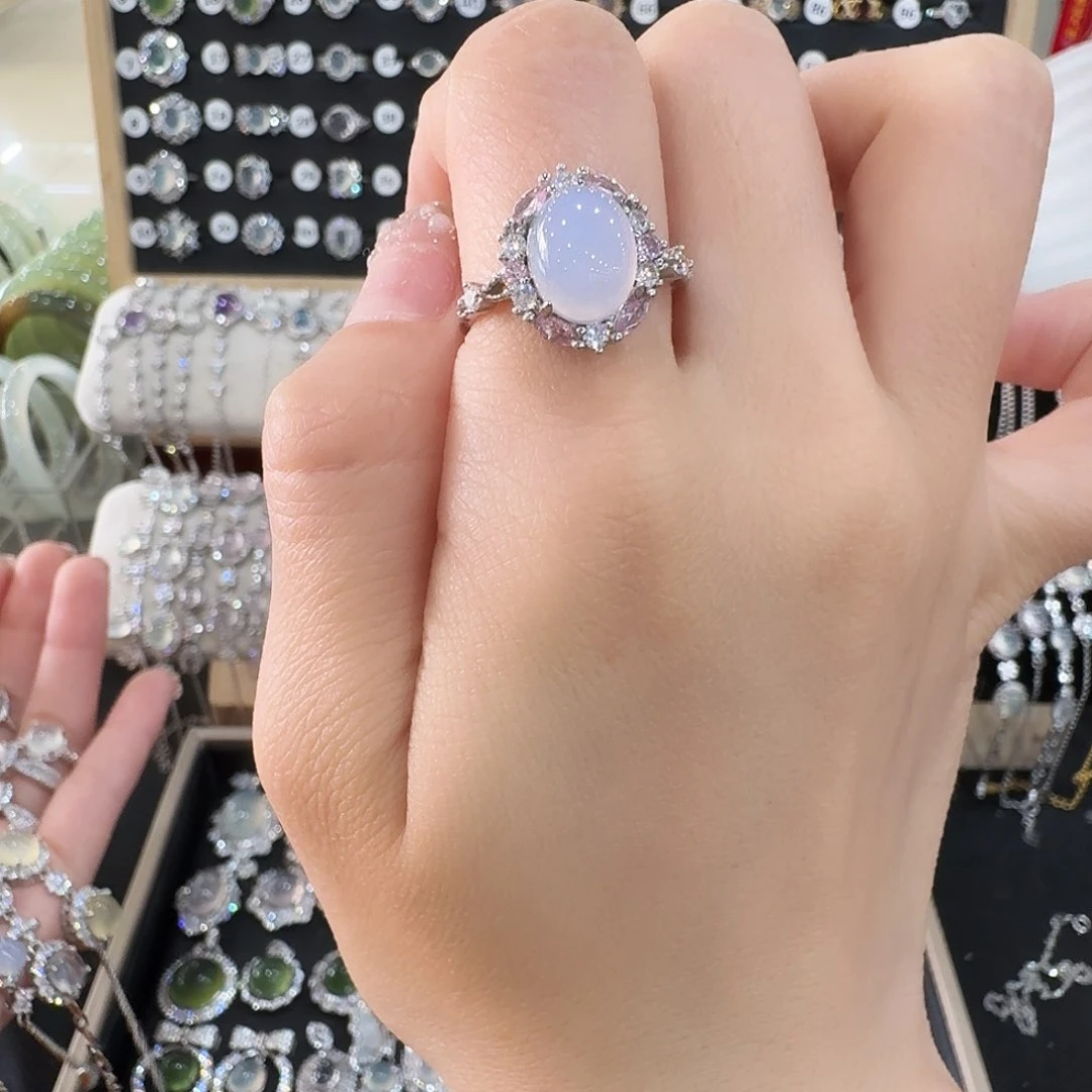 玛瑙/玉髓戒指银S925镶嵌