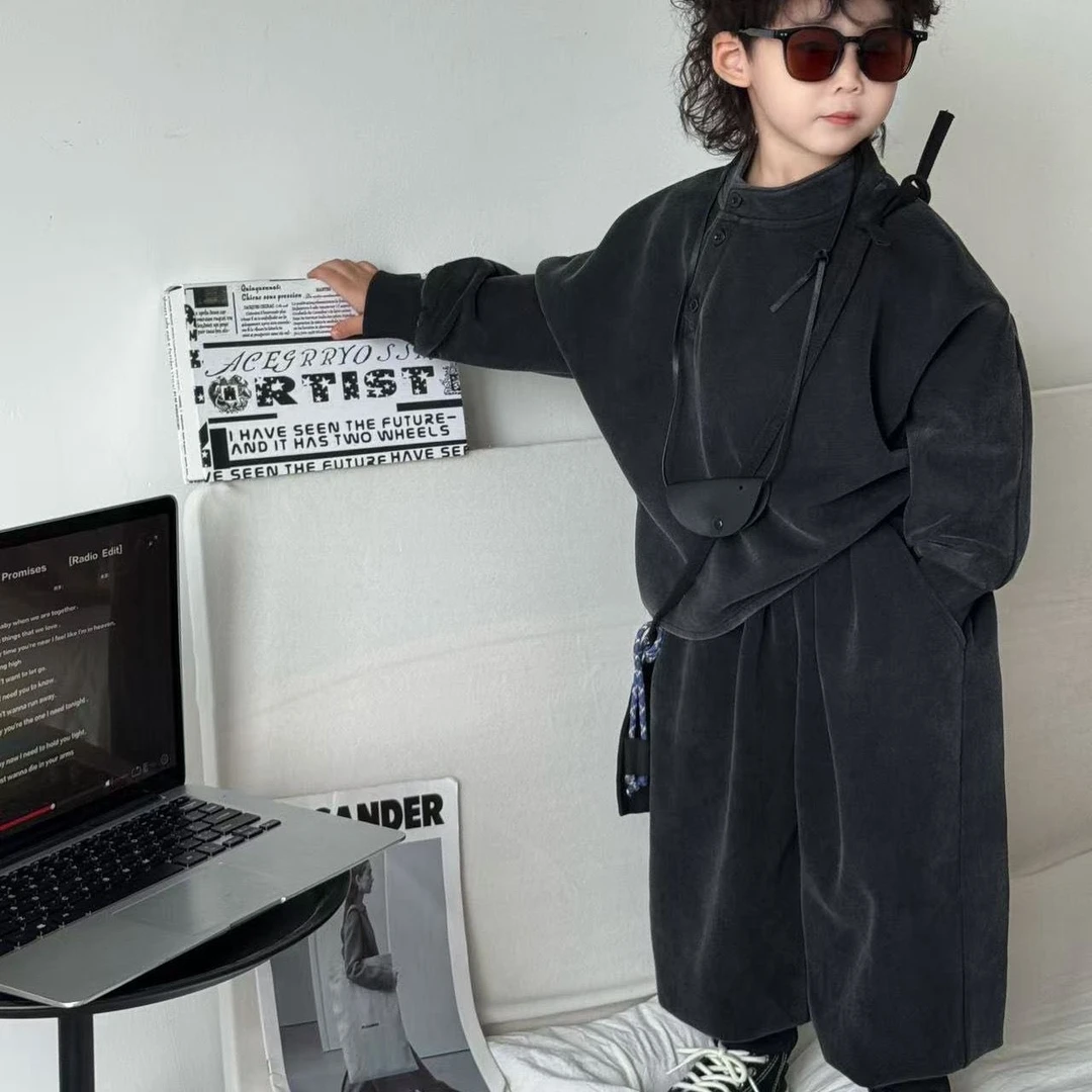 男童韩系套装2025秋季新款儿童洋气立领卫衣时髦灯笼裤休闲两件套