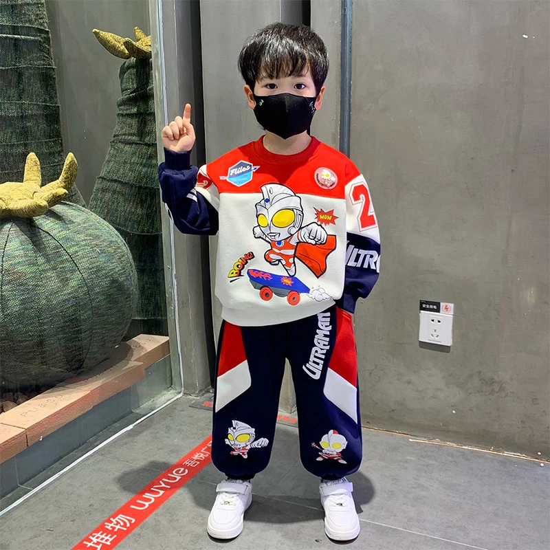 奥特曼衣服男童春秋套装2025新款儿童男孩拼接卫衣两件套运动服潮