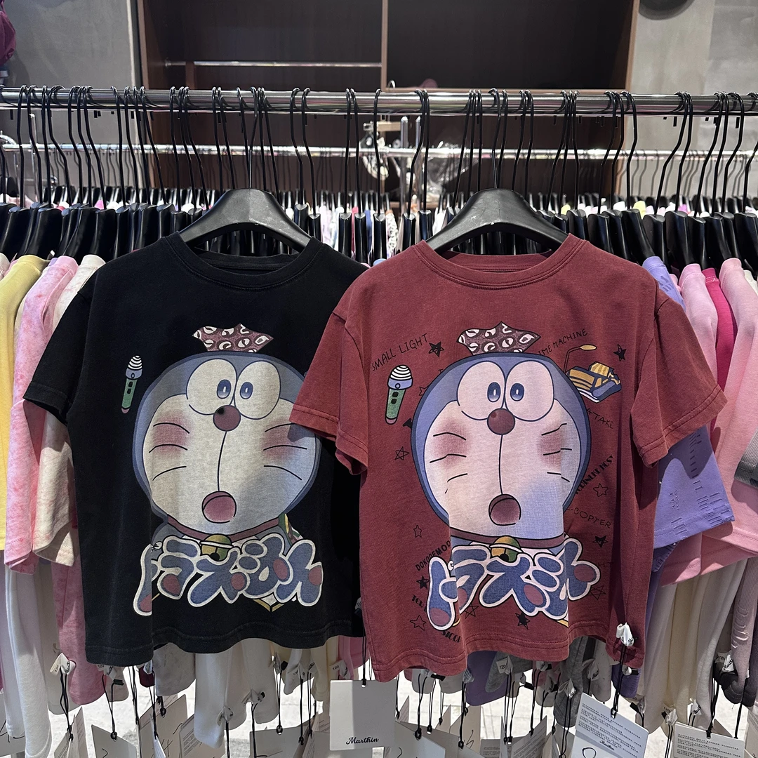 若大王时尚百搭童装字卡通机器喵休闲T恤 BD006