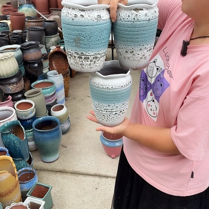 口14高20瑕疵三个盆子