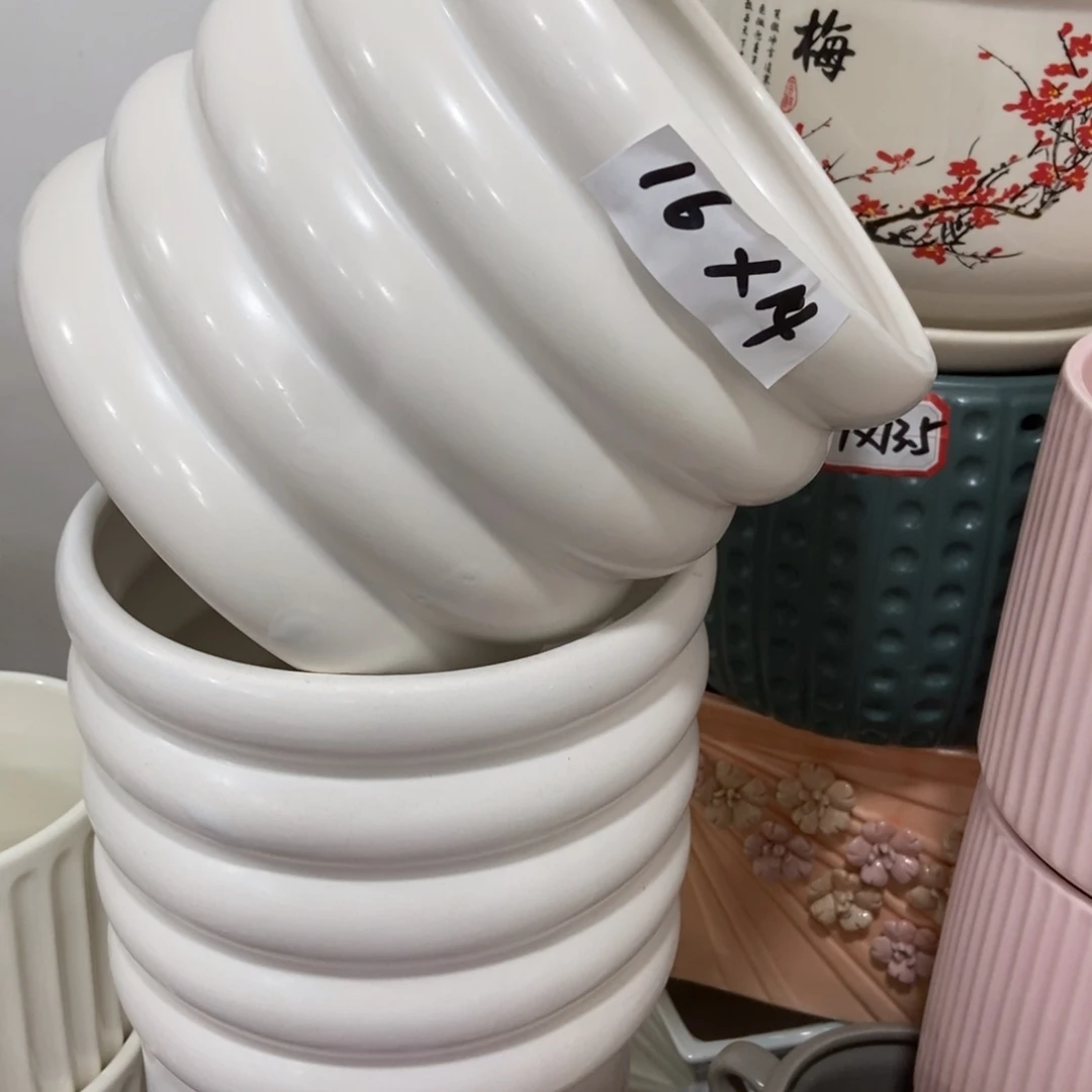 红陶高温陶瓷花盆满12米包邮