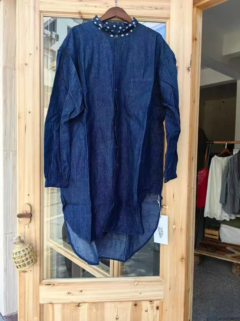 89119深蓝色小领拼花连衣裙肩宽50cm胸围120cm衣长88cm