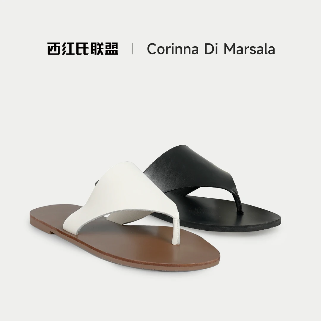 【小马＆大壮】【西红氏联盟】夏季小众简约复古人字拖跟高1cm半码拍大