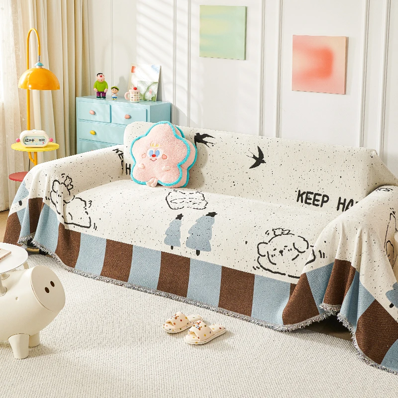 卡通沙发盖布四季通用雪尼尔一整张全盖高级感沙发巾2025新款