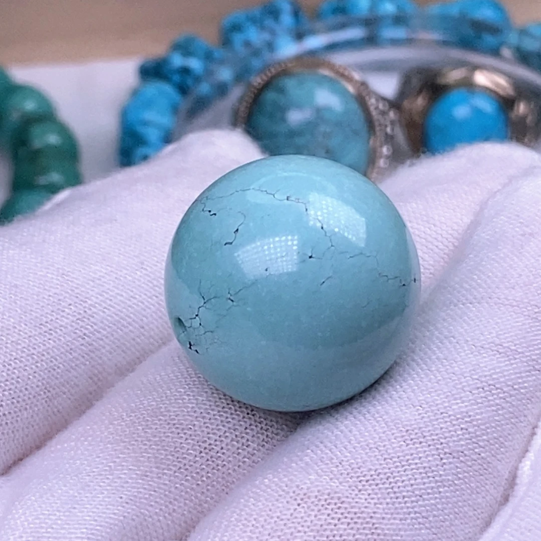 未镶嵌绿松石珠宝奇石21.4mm