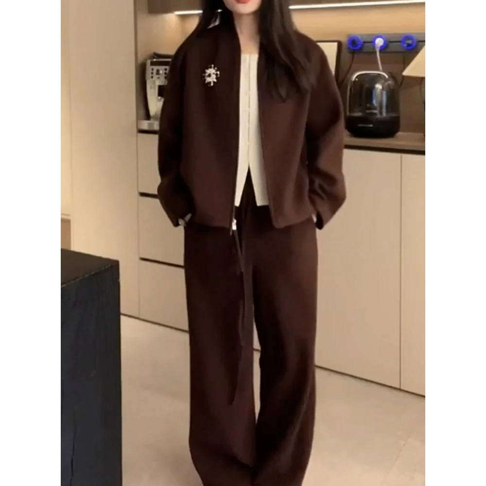 韩版时尚洋气裤套装2025秋冬新款高级感气质卫衣外套+裤子两件套