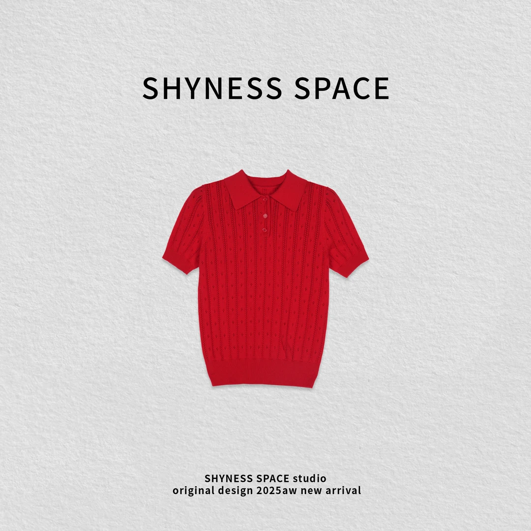 夏季时尚时尚气质红色针织T恤HB257