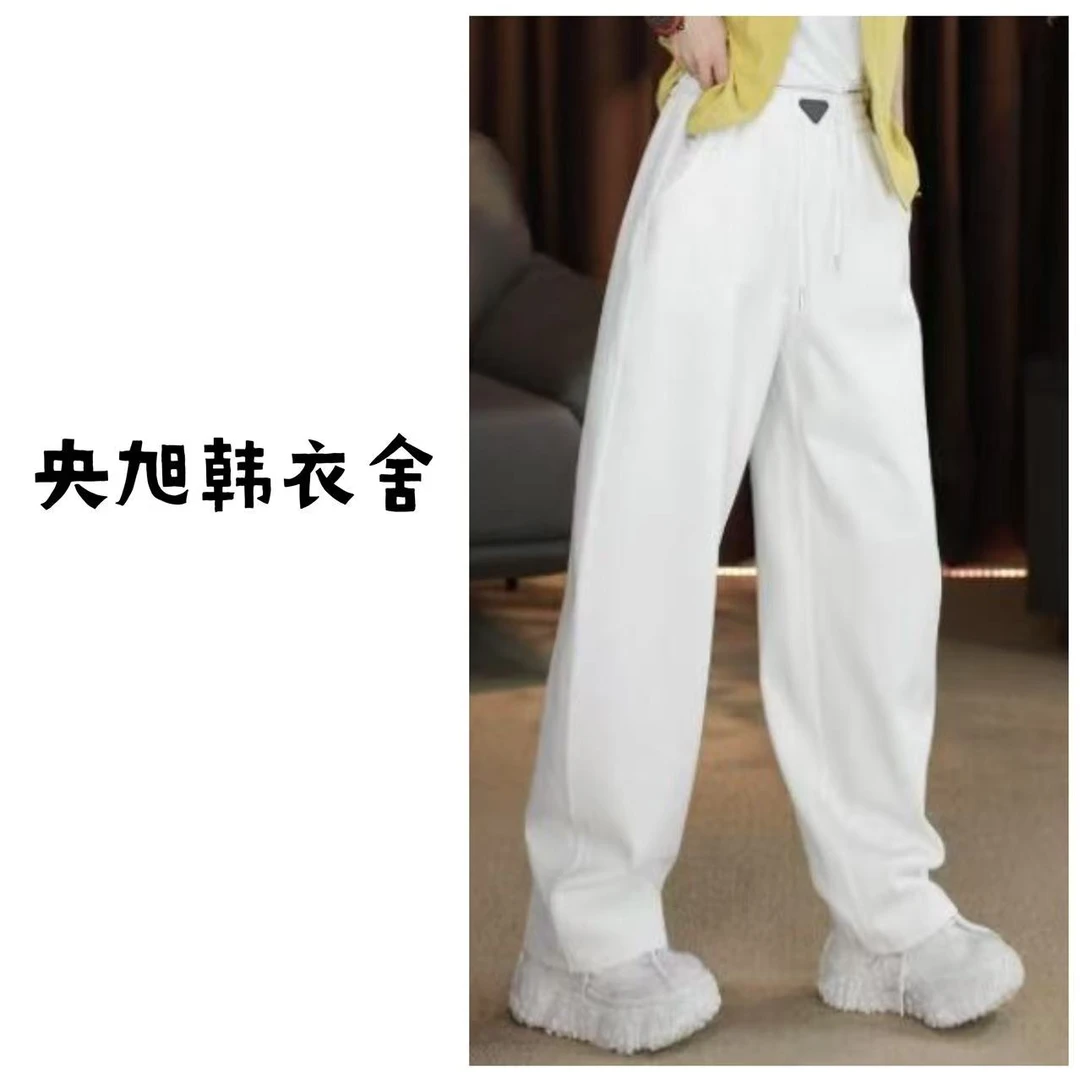 央旭韩衣舍  百搭休闲松紧腰显瘦宽松垂感弯刀香蕉卫裤202599