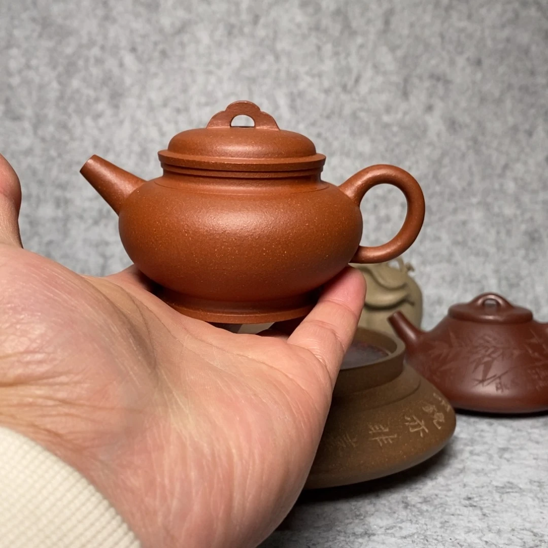 紫砂茶壶95纯红半手工云桥160cc