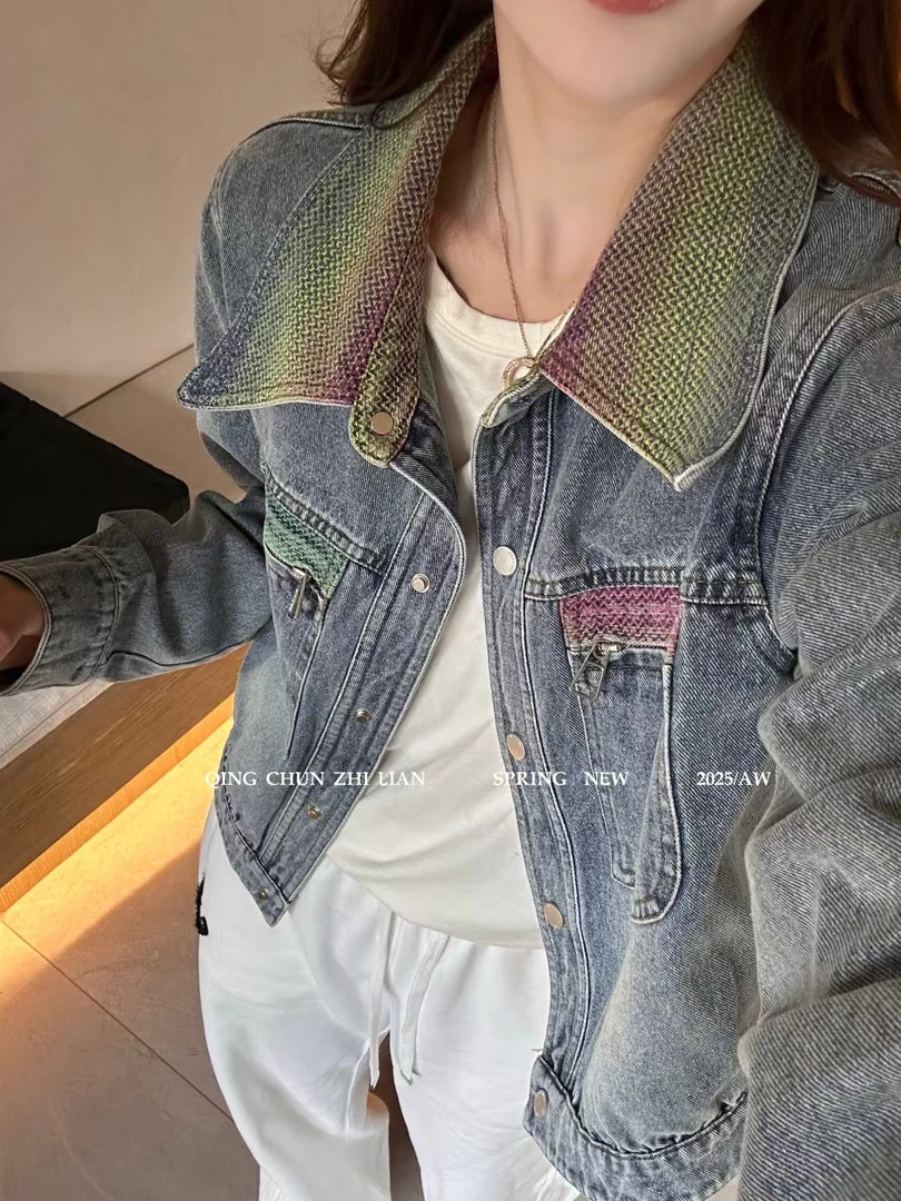 2025春装新款晕染牛仔外套