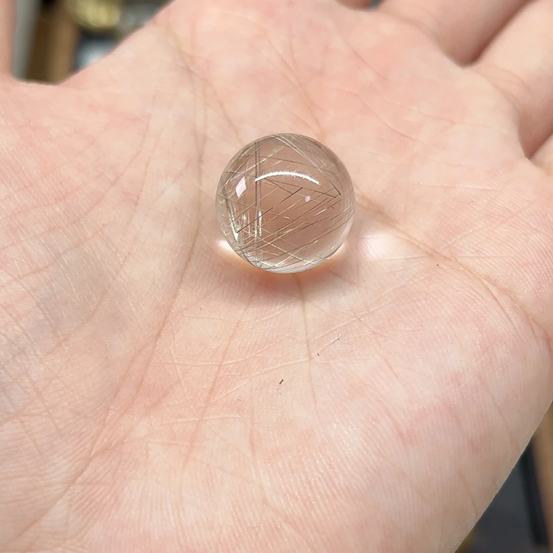 平***）水晶珠宝半成品未镶嵌天然水晶银发15.7m打孔不退换