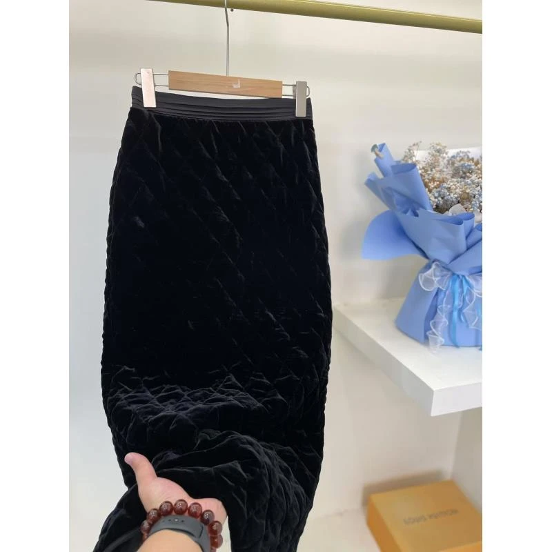 【棉裙DY1319】樱美嘉黑色时尚百搭显瘦轻奢女装棉裙半身裙女