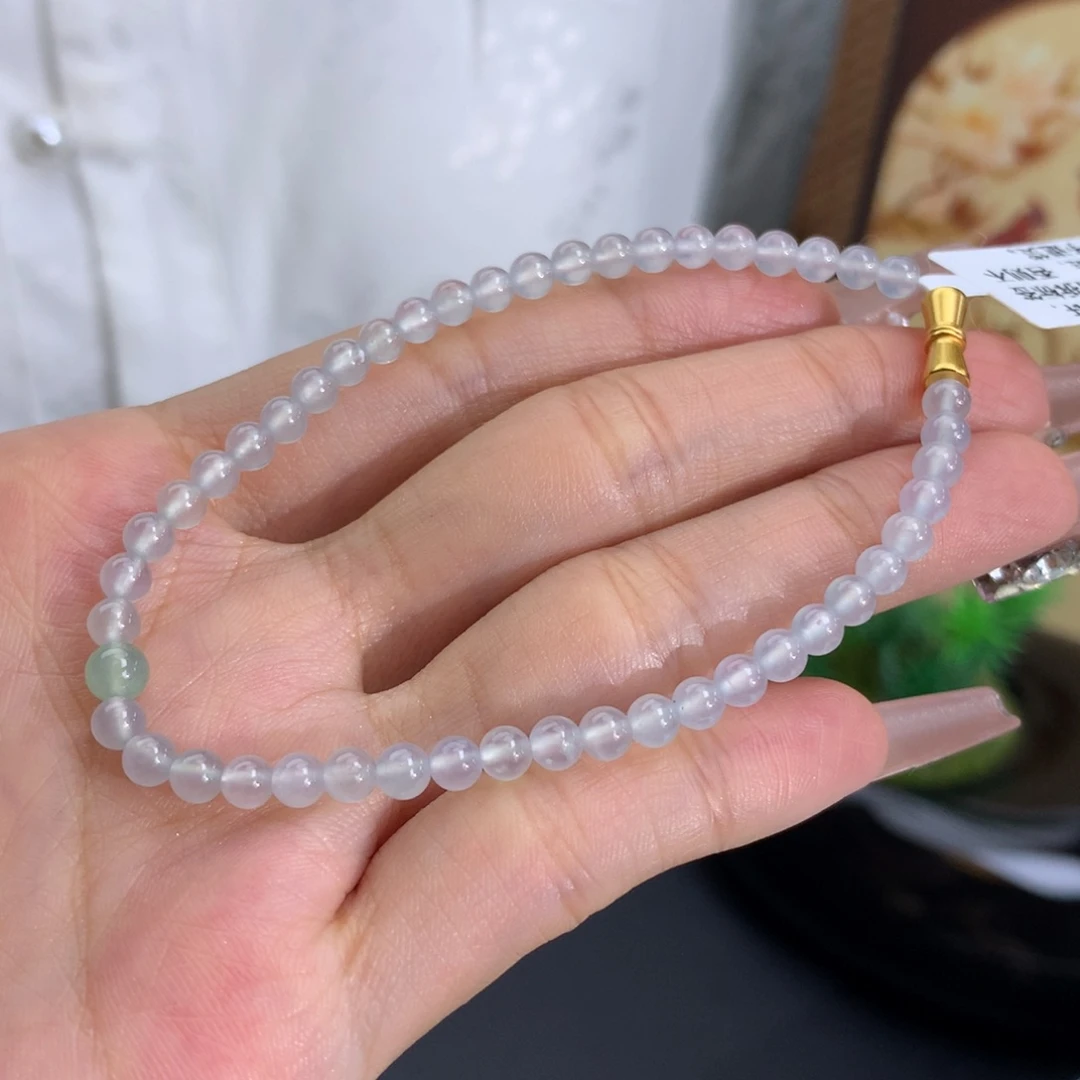 未镶嵌手串翡翠卡4冰种蓝手串