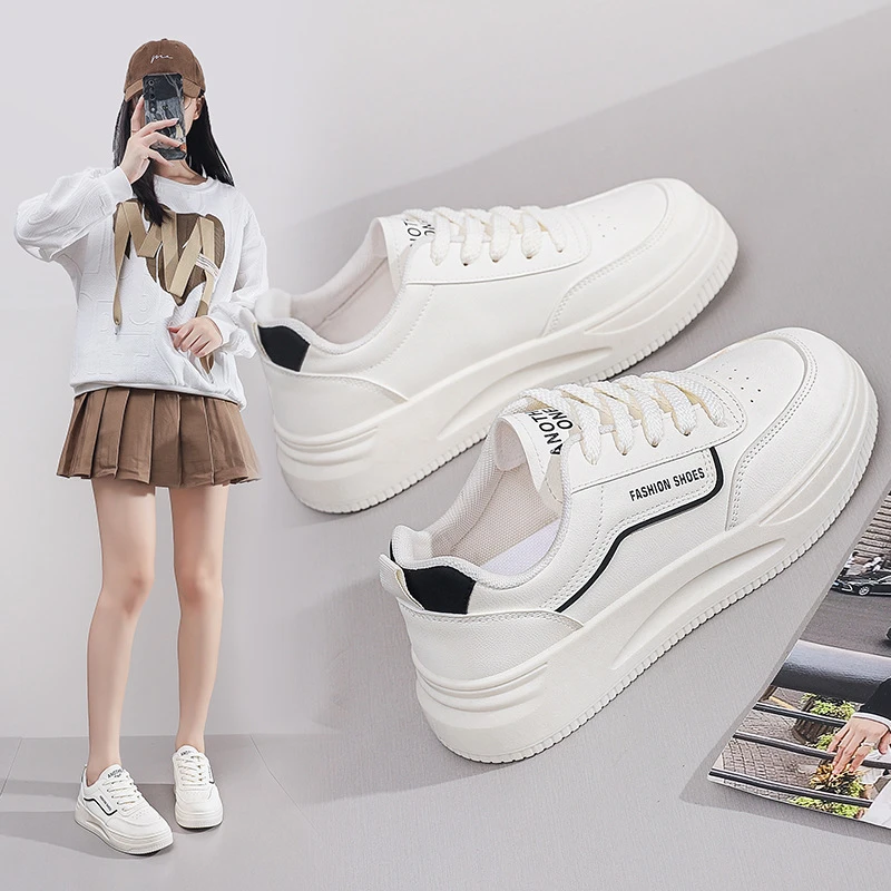 达夫妮小白鞋女2025春季新款透气ins韩版百搭学生厚底运动休闲板