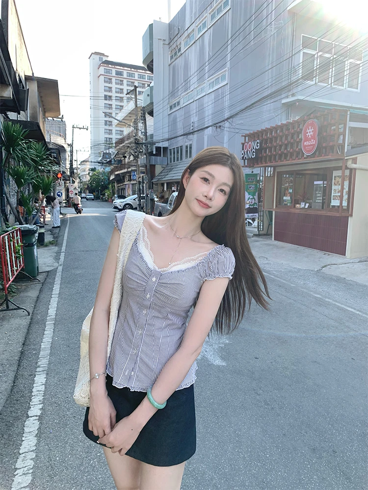 EIA一尧【花漾甜心】韩系bm少女感收腰上衣气质日常显瘦舒适欧若风