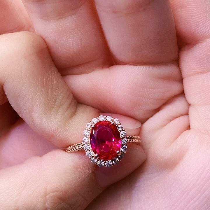 红宝石银S925镶嵌戒指