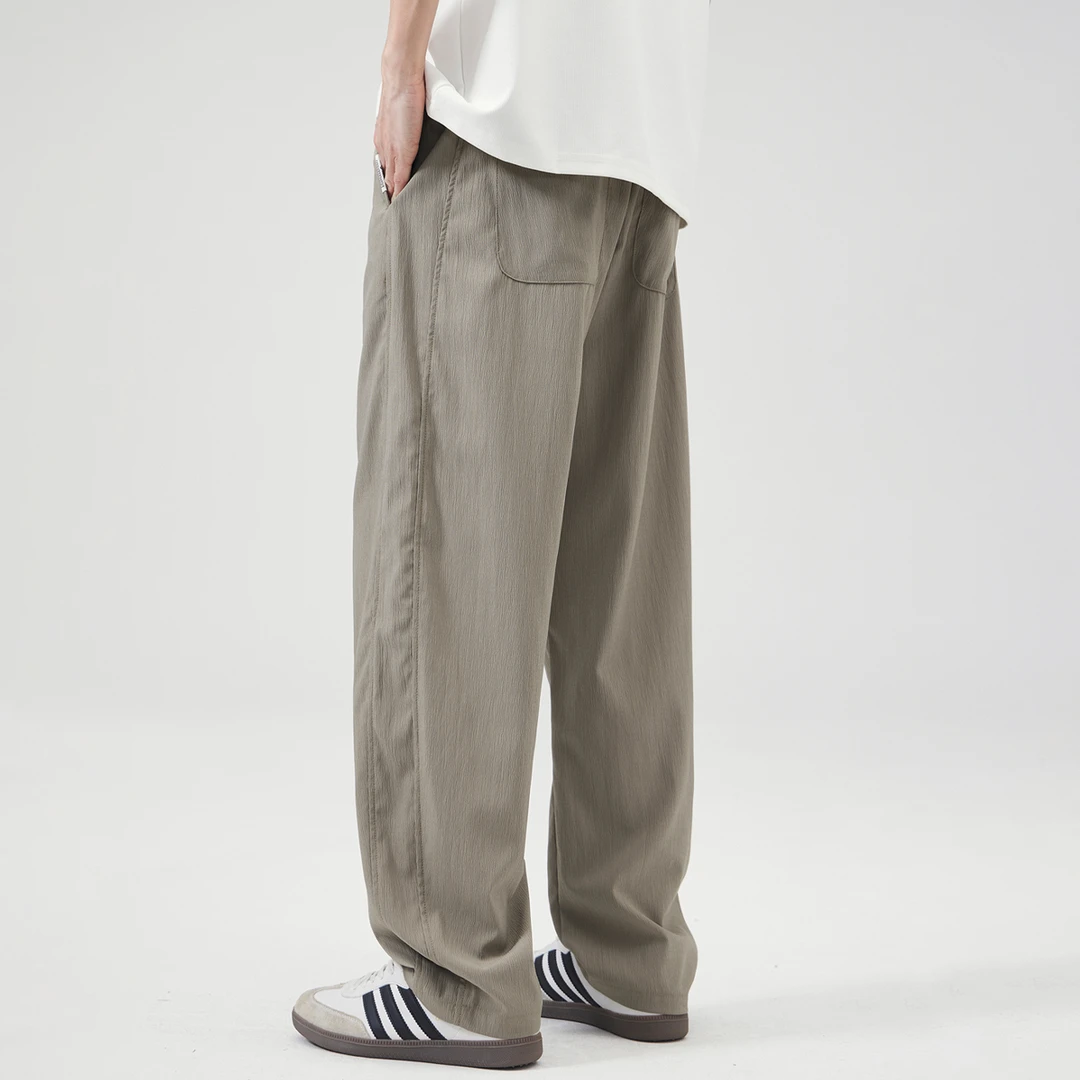 号志HAOZHI夏季薄款痞帅休闲裤男宽松复古潮流纯色直筒长裤子男款