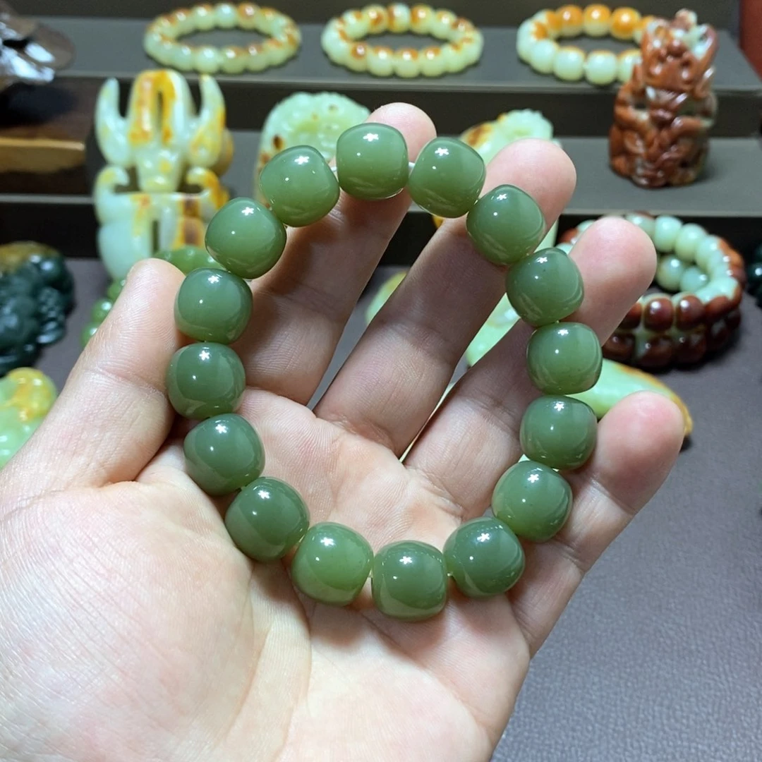 透闪石质玉手串卡14未镶嵌胖*