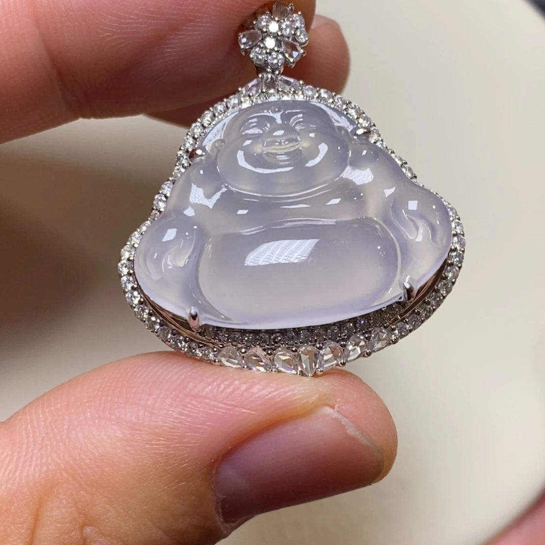 翡翠18K金镶嵌吊坠(不含链)佛公