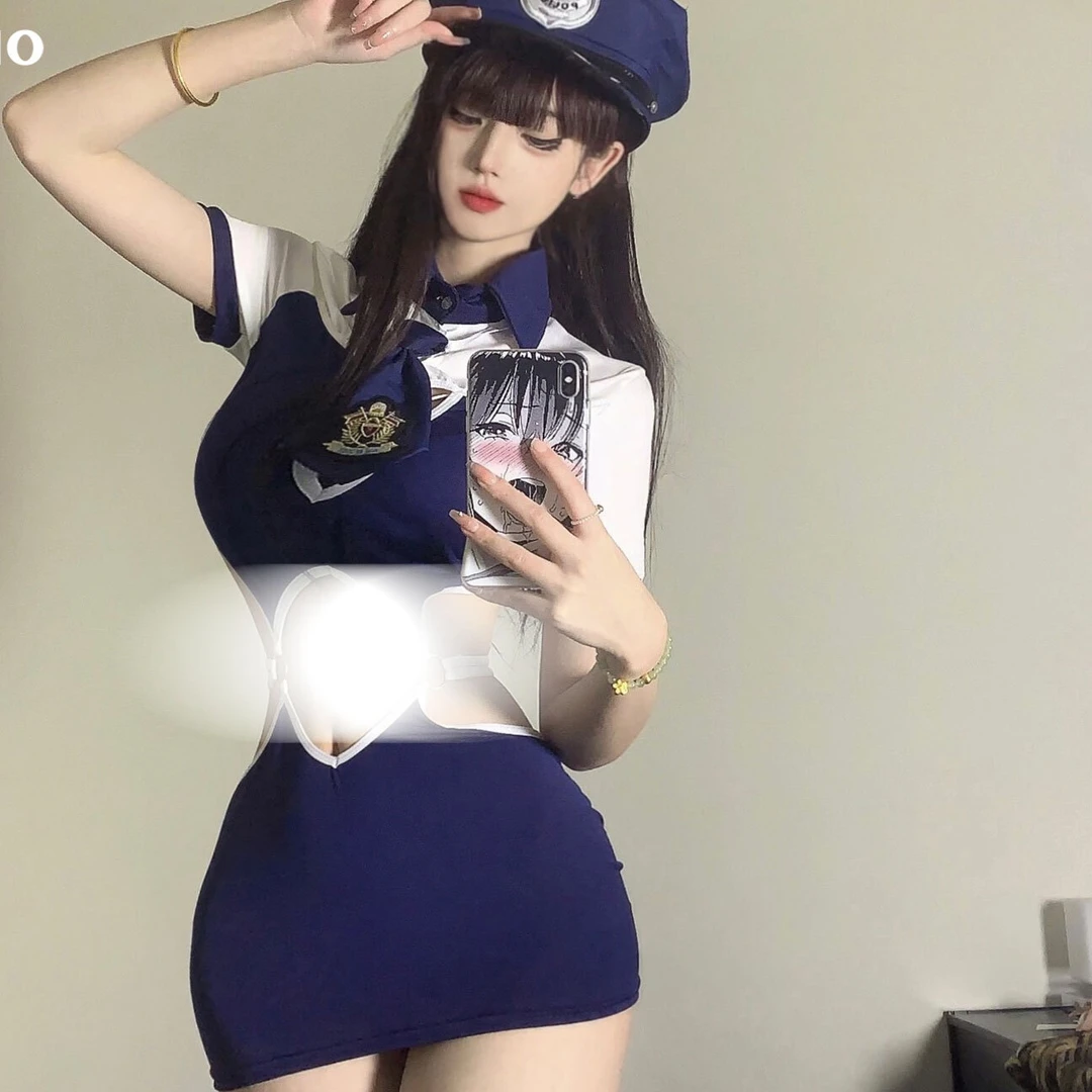 [飒柔]纯欲风COS角色扮演套装空姐女警海军风制服绑带设计女装服