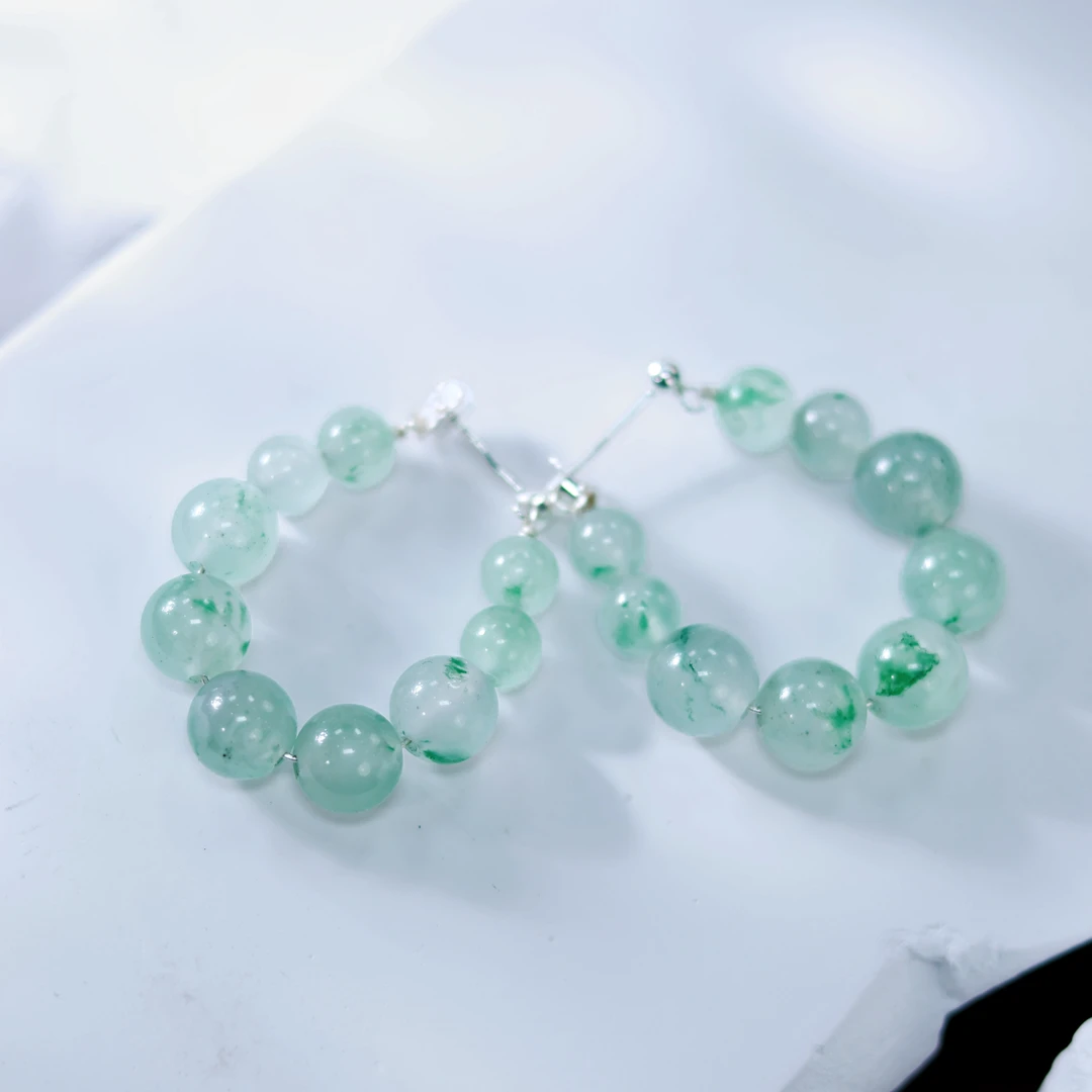 水滴｜天然非洲翠独龙玉耳扣｜S925银｜多样性发货 发其一 ｜