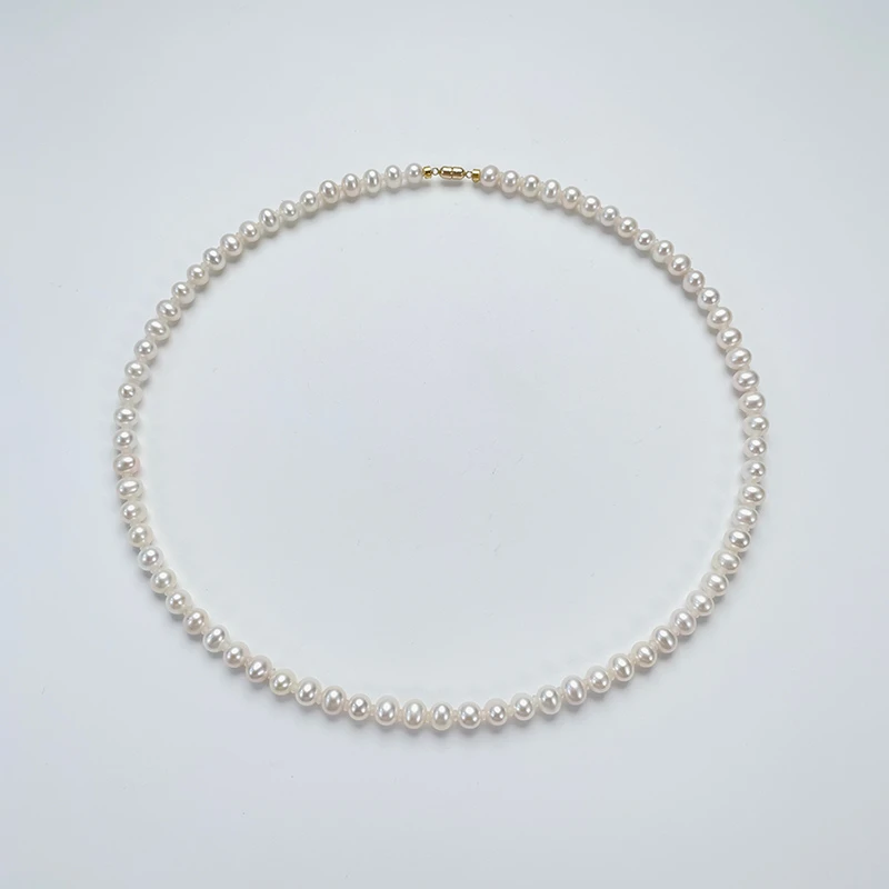 【二姐专属】特选墨然baby14K金淡水无核5-6mm无瑕项链（吉尔德五星）